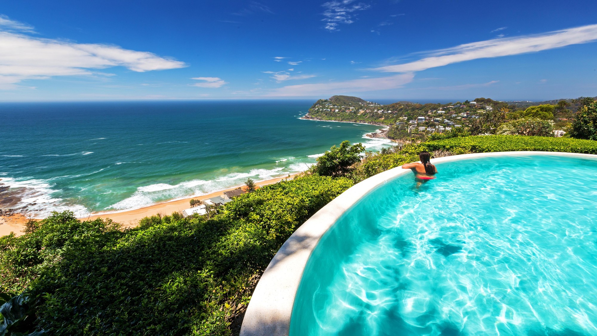 Scenic views from Jonah's Restaurant and Boutique Hotelpool, Whale Beach, Sydney.